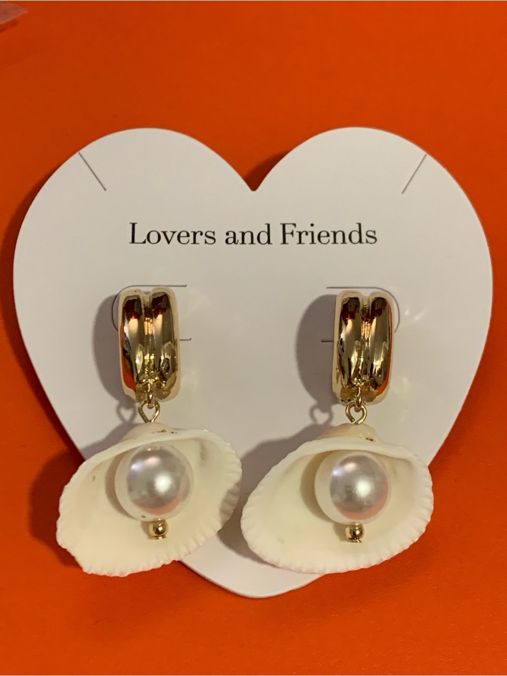 Lovers and Friends Newport Gold Hoop Earrings with White Shell and Pearl Drops